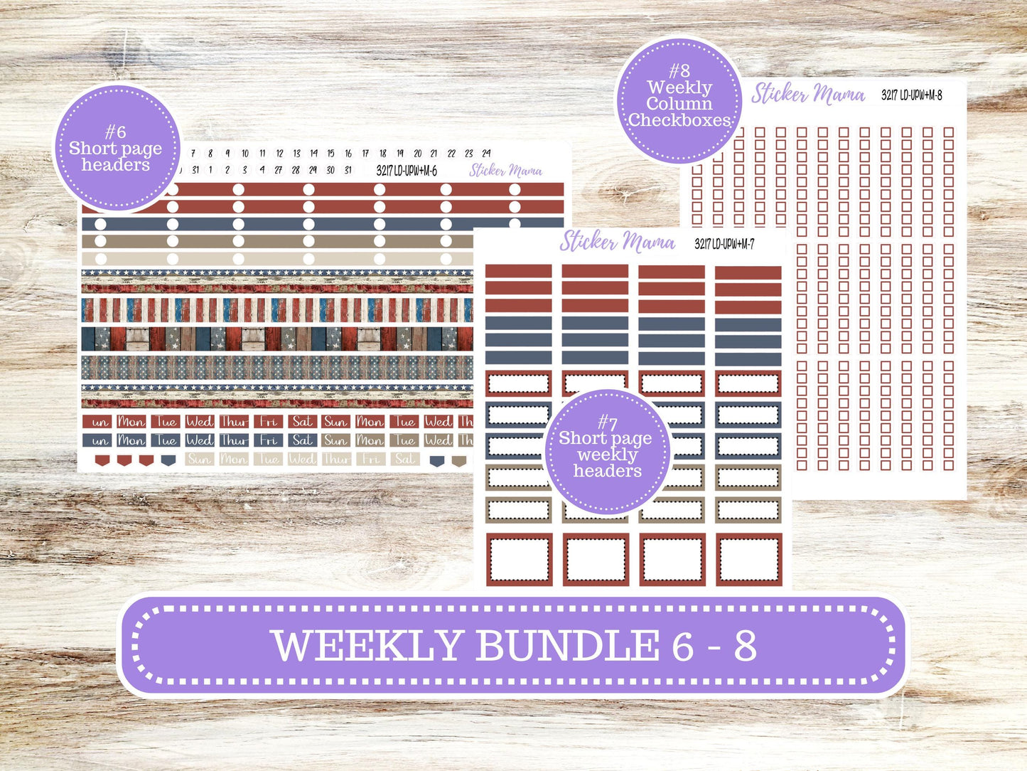 Laurel Denise Jo Planner Sticker Kit | Pop-up Week+Month | July 3217 Old Glory | 4-26