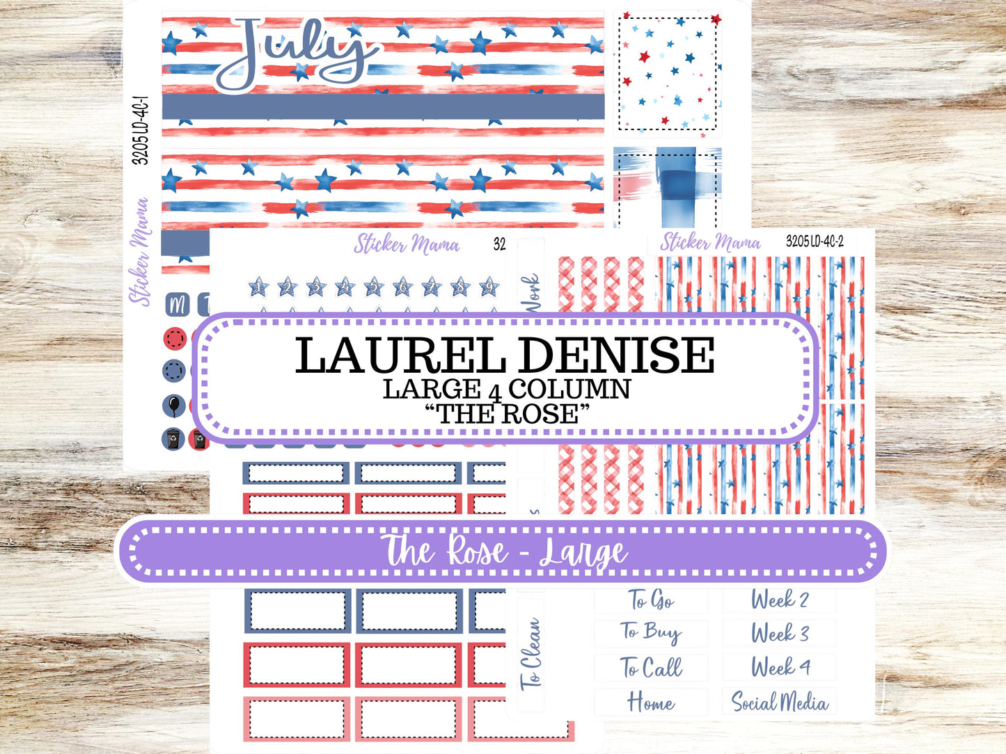 Laurel Denise Large Rose Planner Sticker Kit | 4-COLUMN (formerly project) | July Patriotic Festivities 3205 | 4-26