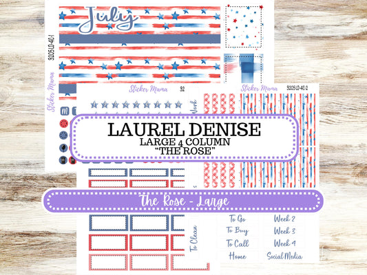 Laurel Denise Large Rose Planner Sticker Kit | 4-COLUMN (formerly project) | July Patriotic Festivities 3205 | 4-26