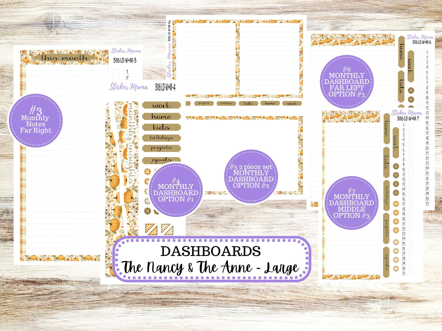 Laurel Denise Large Nancy & Anne Planner Sticker Kit | Vertical Horizontal Week + Month | Choose your own month | Fall 3116 Pumpkin Spice