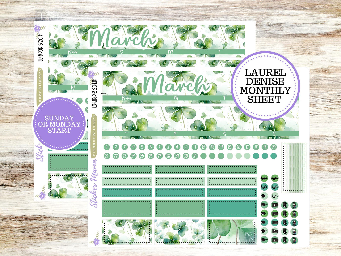 LAUREL DENISE PORTRAIT March Planner Kit #3120 || Shamrock Magic || Laurel Denise Kit || Laurel Denise Stickers ||  || March ld