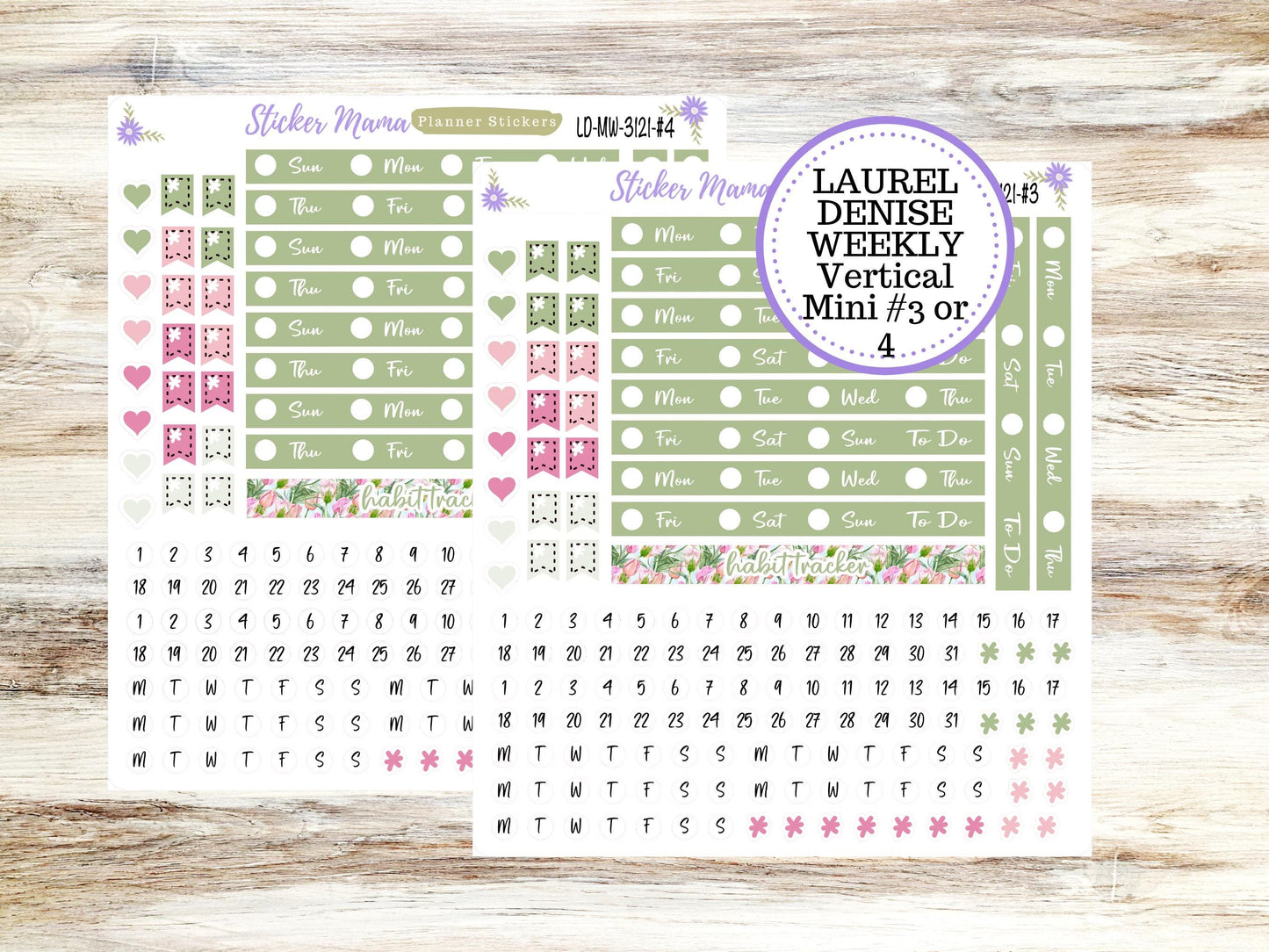 LAUREL DENISE MINI Planner Kit #3121 || Laurel Denise Kit || Laurel Denise Stickers || Laurel Denise Horizontal Vertical || Easter Petals