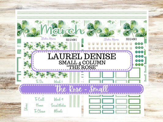 LD "Th Rose" Small || 4 COLUMN Mini (formerly the project mini) Size Planner Kit #3120 || March Shamrock Magic || Project Stickers || 11-25