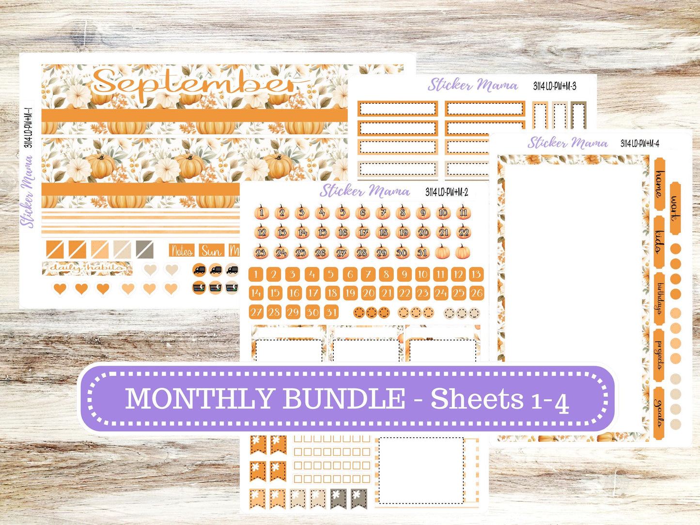 LAUREL DENISE PORTRAIT Weekly + Monthly September Planner Kit #3114 || Pumpkin Paradise || Laurel Denise Kit Portrait || June 25