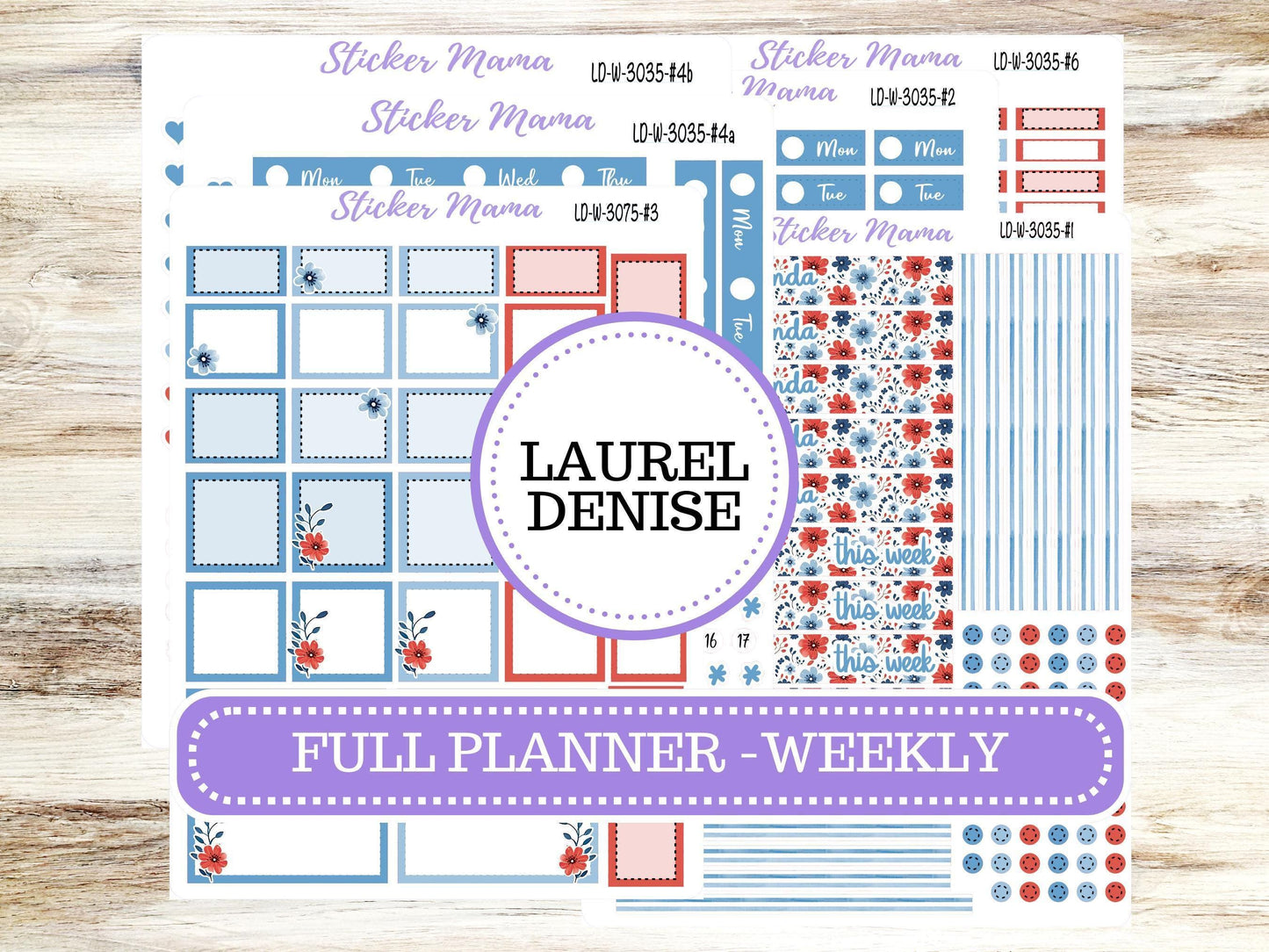 LAUREL DENISE WEEKLY Planner Kit #3035 || Laurel Denise Kit || Ld Stickers || Laurel Denise Horizontal Vertical || American Dream