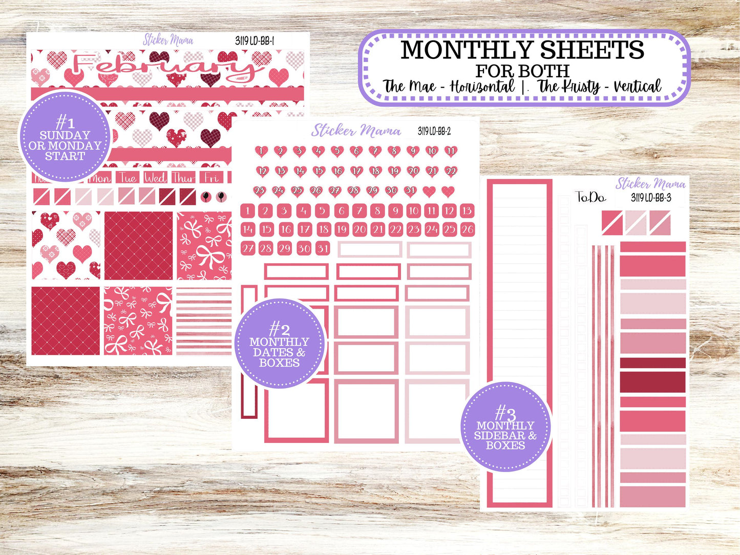 LD BOOK-BOUND Planner Kit #3119 || The Mae || The Kristy || Bookbound || February Laurel Denise Sticker Kit ||  10-25