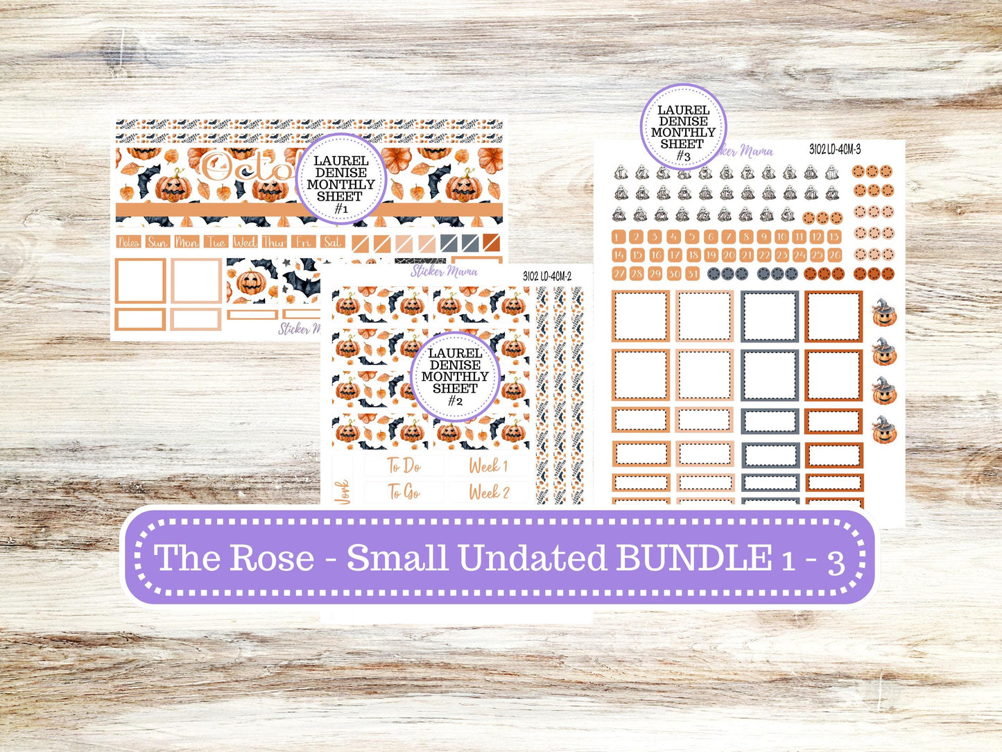 LD "Th Rose" Small || 4 COLUMN Mini (formerly the project mini) Size Planner Kit #3102 || Pumpkin Town || Project Stickers || June 25