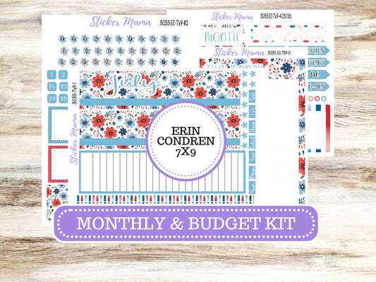 Erin Condren 7x9 Monthly Planner Sticker Kit | 3035 American Dream
