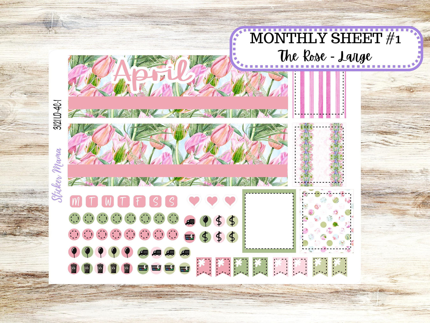 LD "The Rose" Large || 4-COLUMN (formerly project)  Planner Kit #3121 || April Easter Petals || Laurel Denise Stickers || 12-25