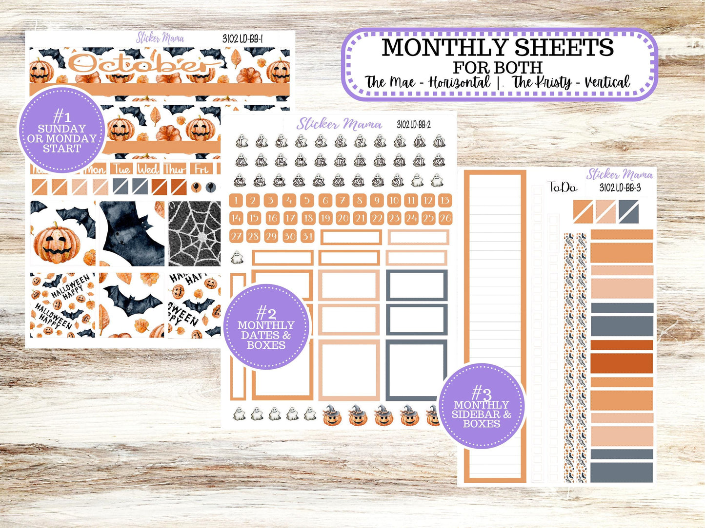 LD BOOK-BOUND Planner Kit #3102 || The Mae || The Kristy || Pumpkin Town ||October Laurel Denise Sticker Kit ||  Aug 25