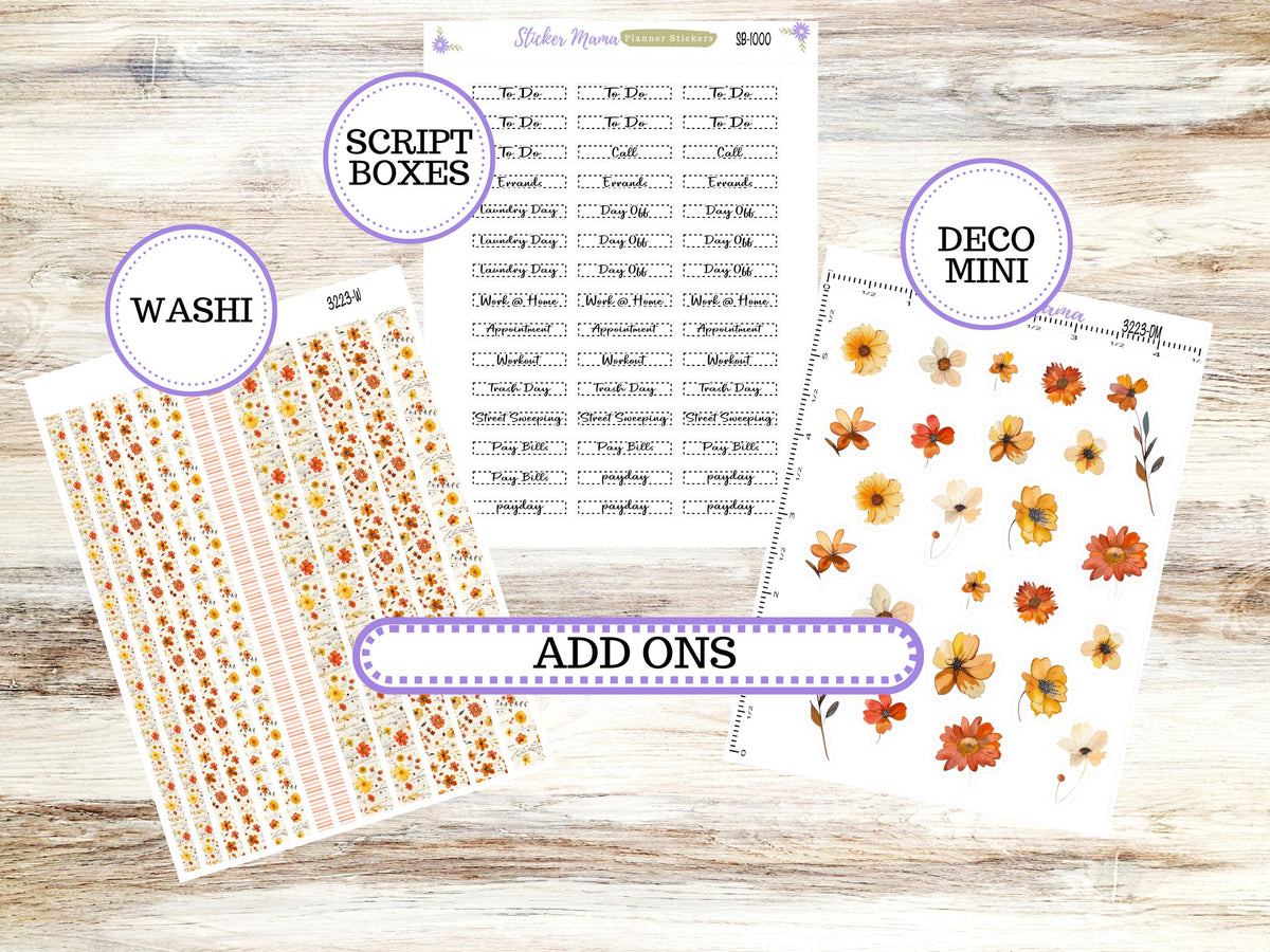 Laurel Denise Large Rose Planner Sticker Kit | November Fall Pressed Flowers 3223 | 8-26