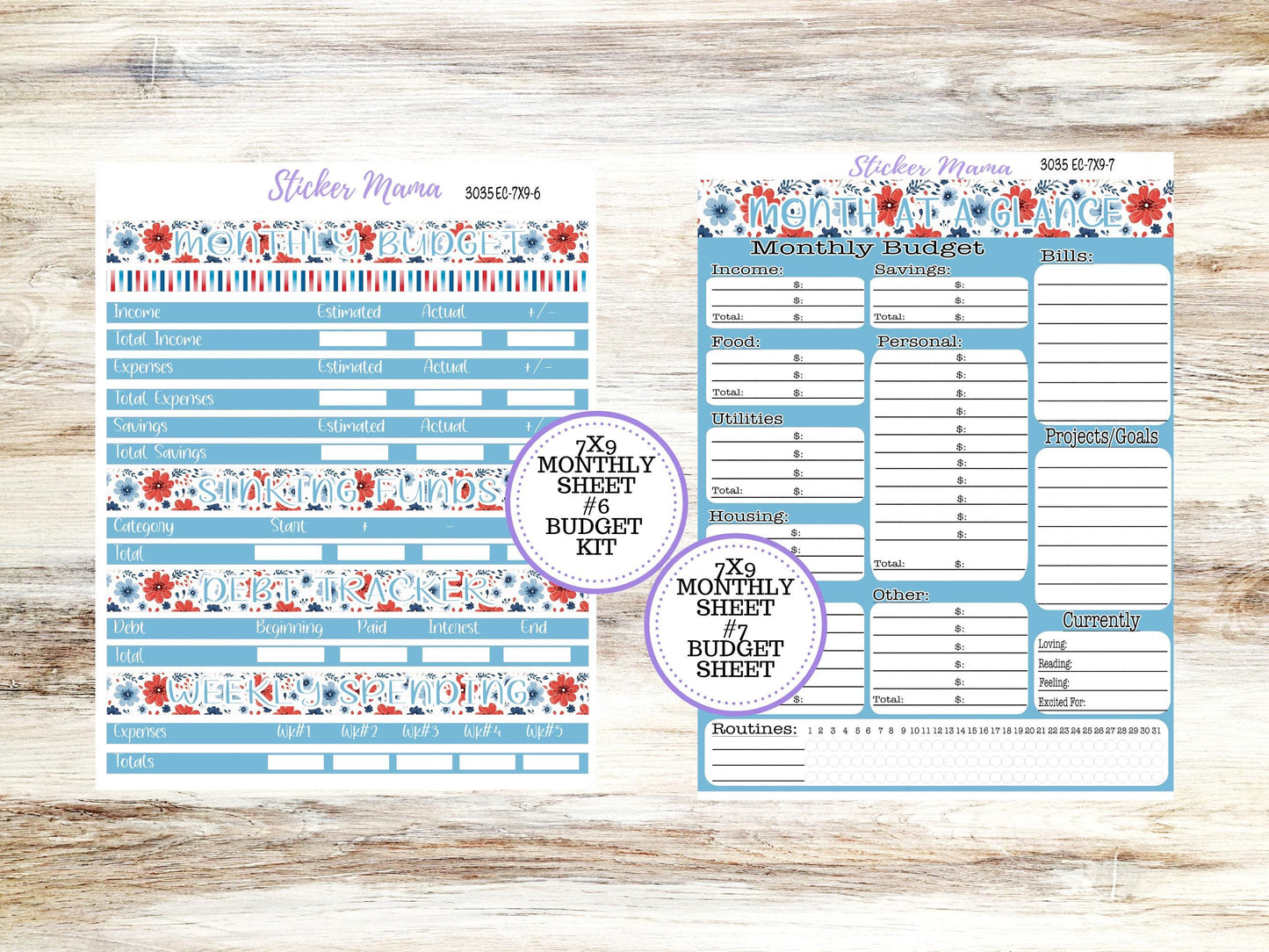 Erin Condren 7x9 Monthly Planner Sticker Kit | 3035 American Dream