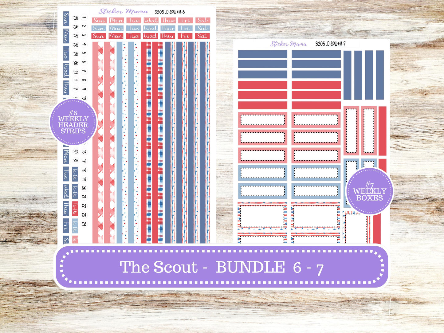Laurel Denise Small Scout Planner Sticker Kit | Portrait Weekly + Monthly | July Patriotic Festivities 3205 | 4-26