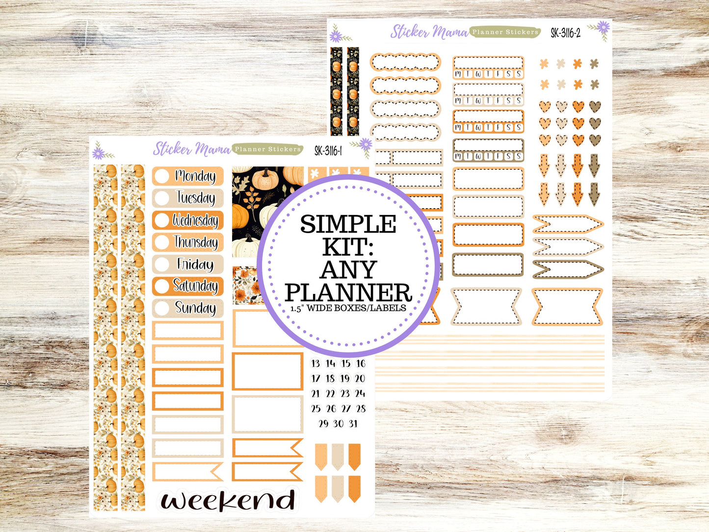 SIMPLE KIT  || #3116 || Pumpkin Spice || Any Kind Planner || Planner Stickers || Planner Stickers