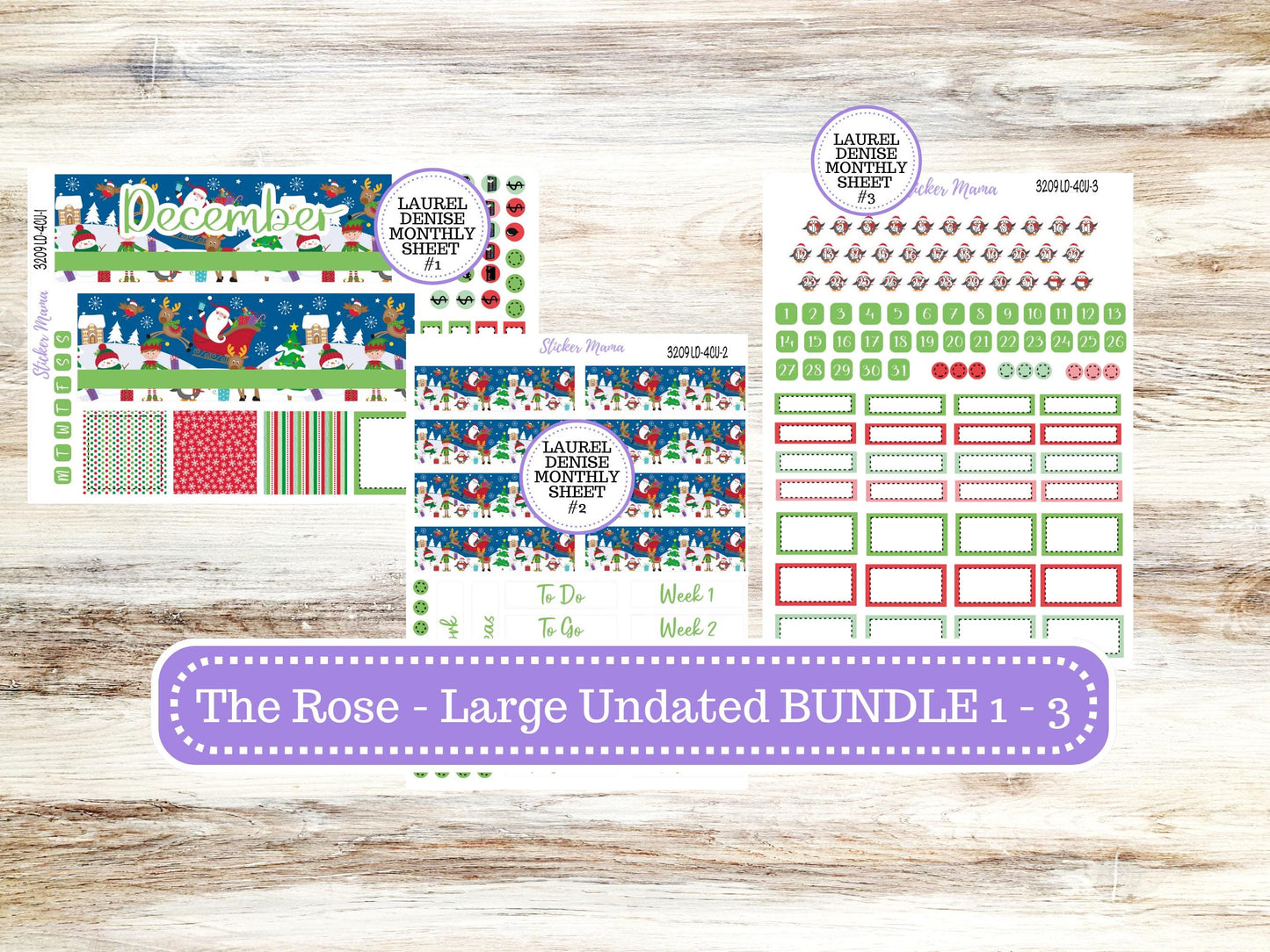 LD "The Rose" - Large Undated Sewn || 4 COLUMN Undated (formerly project undated). Planner Kit #3209|| Jolly Pines || 9-25