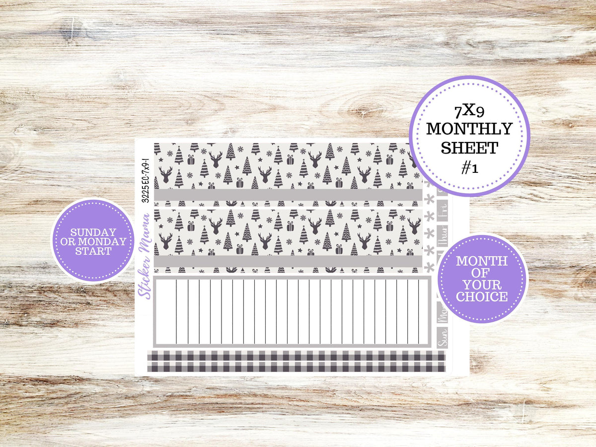 Erin Condren Monthly Planner Sticker Kit 3225 | 7X9 | Sleek Season | Month of Choice | 9-26