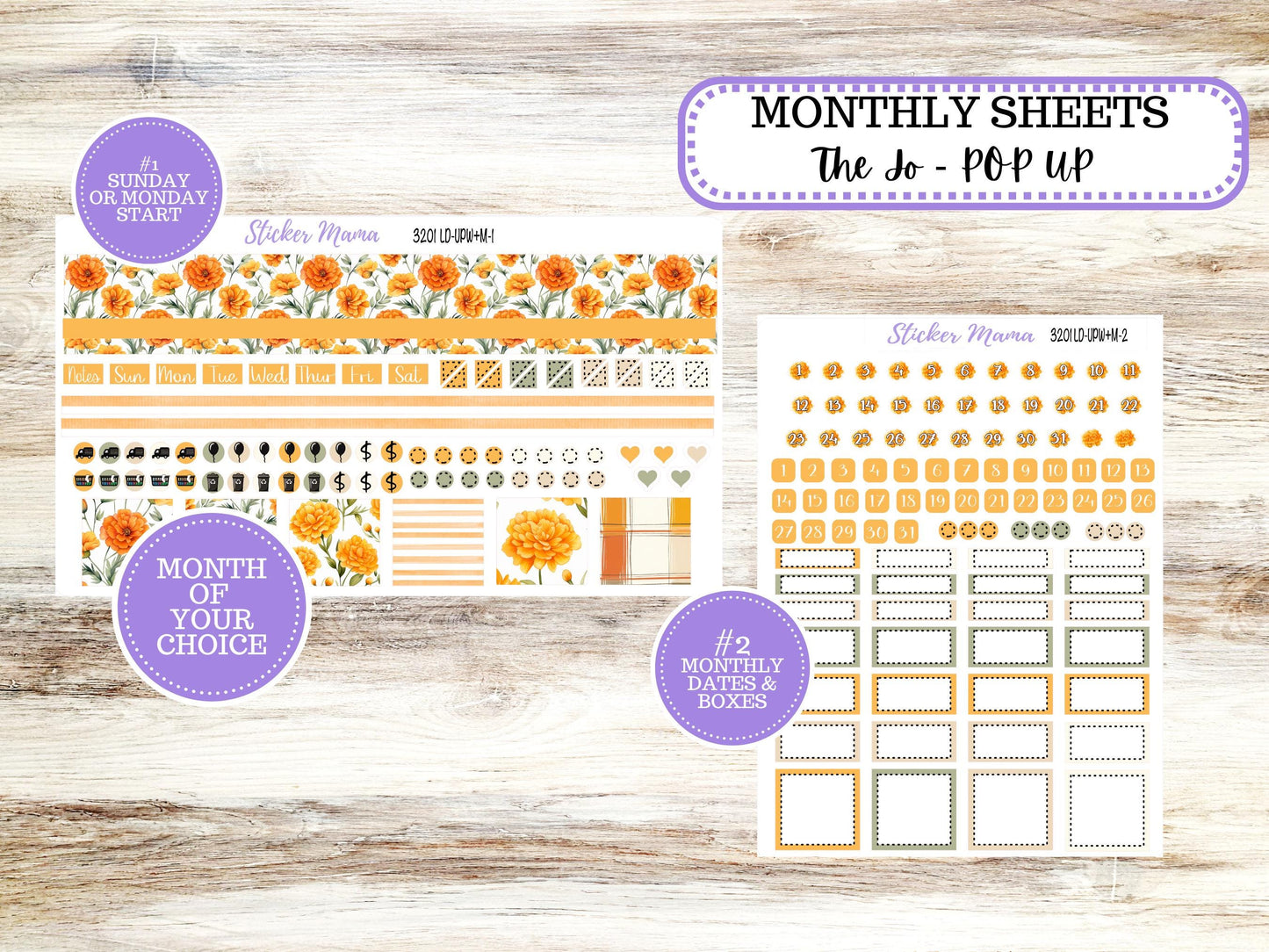 Laurel Denise Jo Planner Sticker Kit | Pop-up Week+Month | Month of your Choice 3201 Fall Colors | 5-26