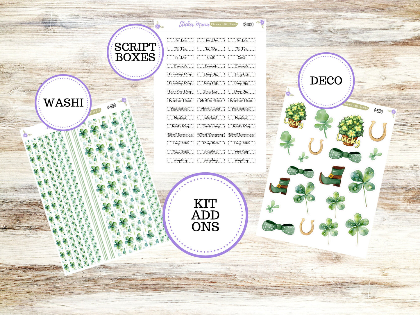 ERIN CONDREN 7x9 Compact Vertical-Kit #3120 || Shamrock Magic - Planner Stickers - Erin Condren Compact Vertical  Weekly Kit