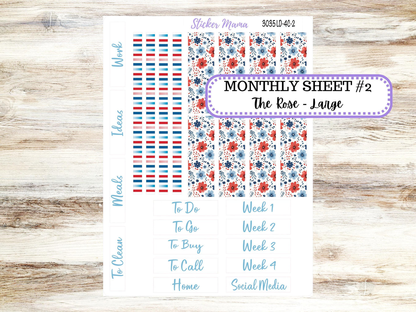 Laurel Denise Large Rose Planner Sticker Kit | 4-COLUMN (formerly project) | July 3035 American Dream | 4-26