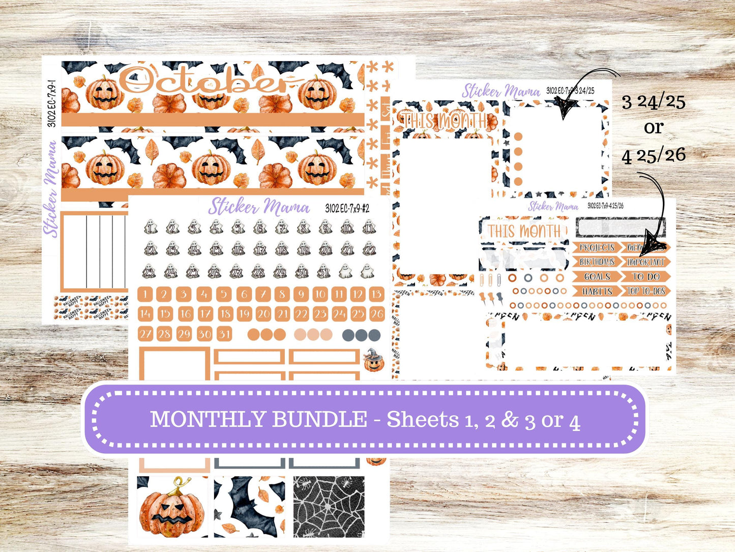 ERIN CONDREN Monthly Kit-3102 || 7X9 || Pumpkin Town - 7x9 ec October Monthly Kit - October Monthly Planner Kits -  Monthly Pages