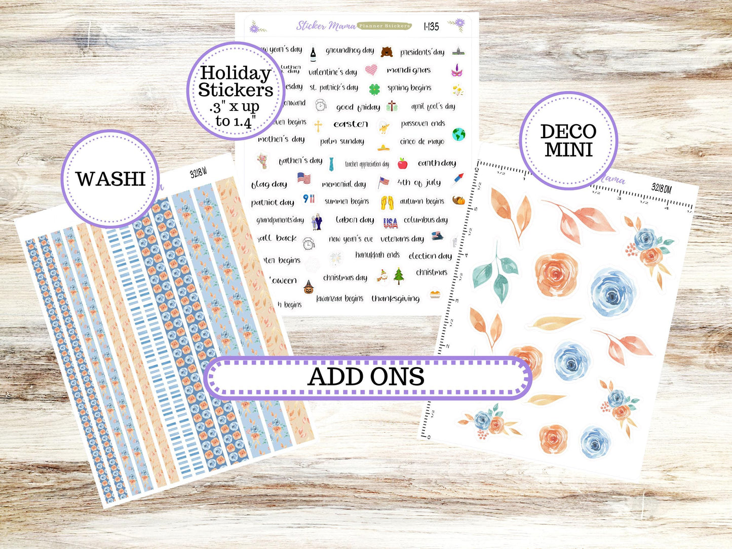 Laurel Denise Large Scout Planner Sticker Kit | Portrait Weekly + Monthly | August Blossom Breeze 3218 | 5-26