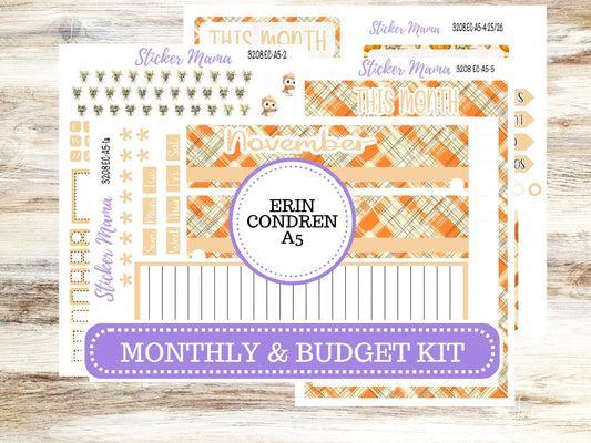 ERIN CONDRE Monthly Kit-3208 || A5 || Fall Fields Stickers  || - ec November Monthly Kit - Monthly Planner Kits - Monthly Budget