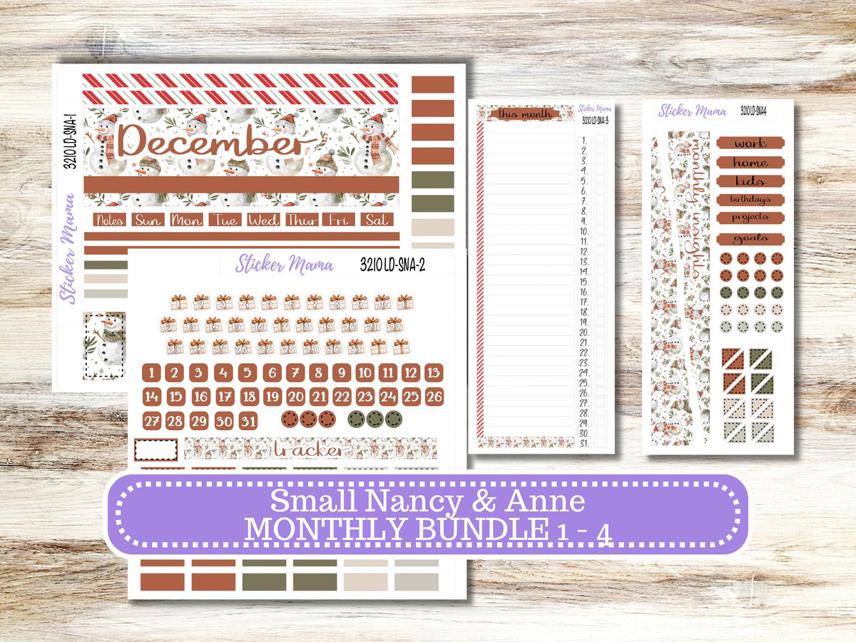 Laurel Denise Small Anne and Nancy Planner Sticker Kit 3210 | December Frosty Friends | 9-26