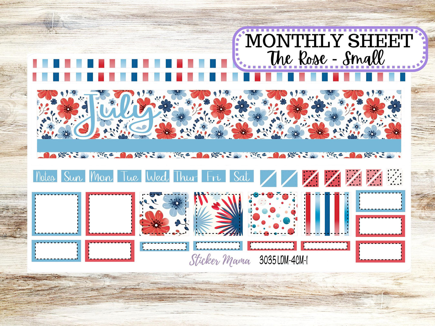 Laurel Denise Small Rose Planner Sticker Kit | 4 Column Mini | Project Mini | July 3035 American Dream | 4-26