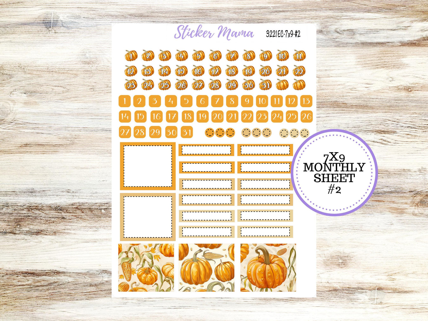 Erin Condren Monthly Kit 7X9 | 3221  Pumpkin & Cornstalk | Month of your Choice - Undated