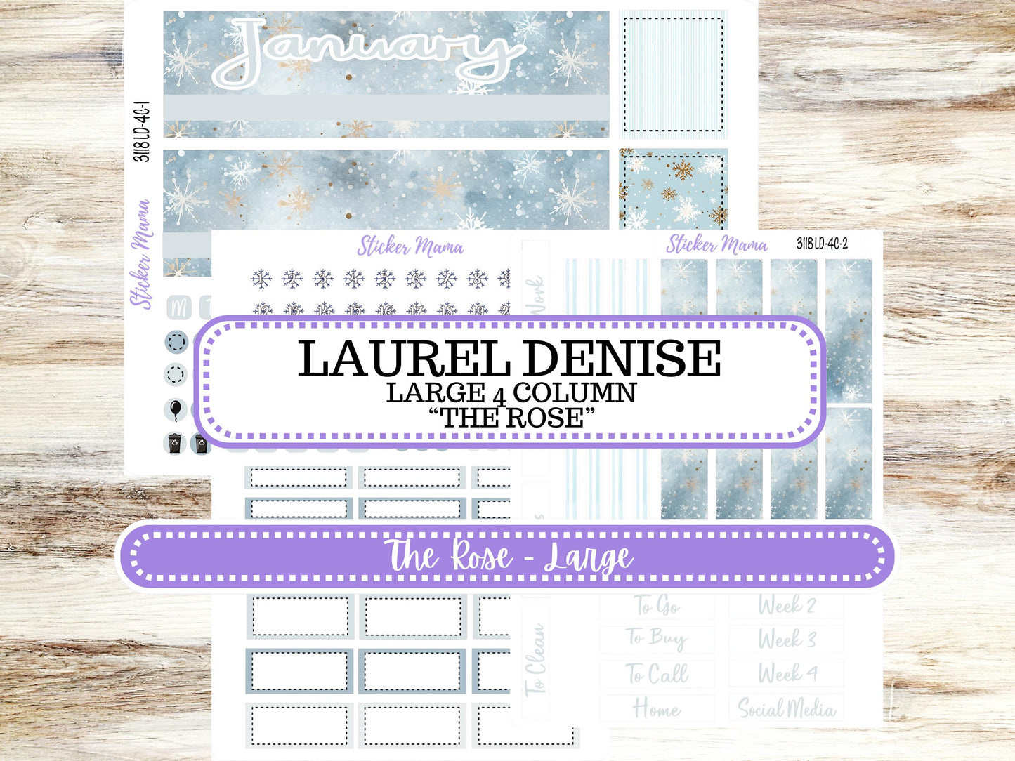 LD "The Rose" Large || 4-COLUMN (formerly project)  Planner Kit #3118 || January || Laurel Denise Stickers || 10-25
