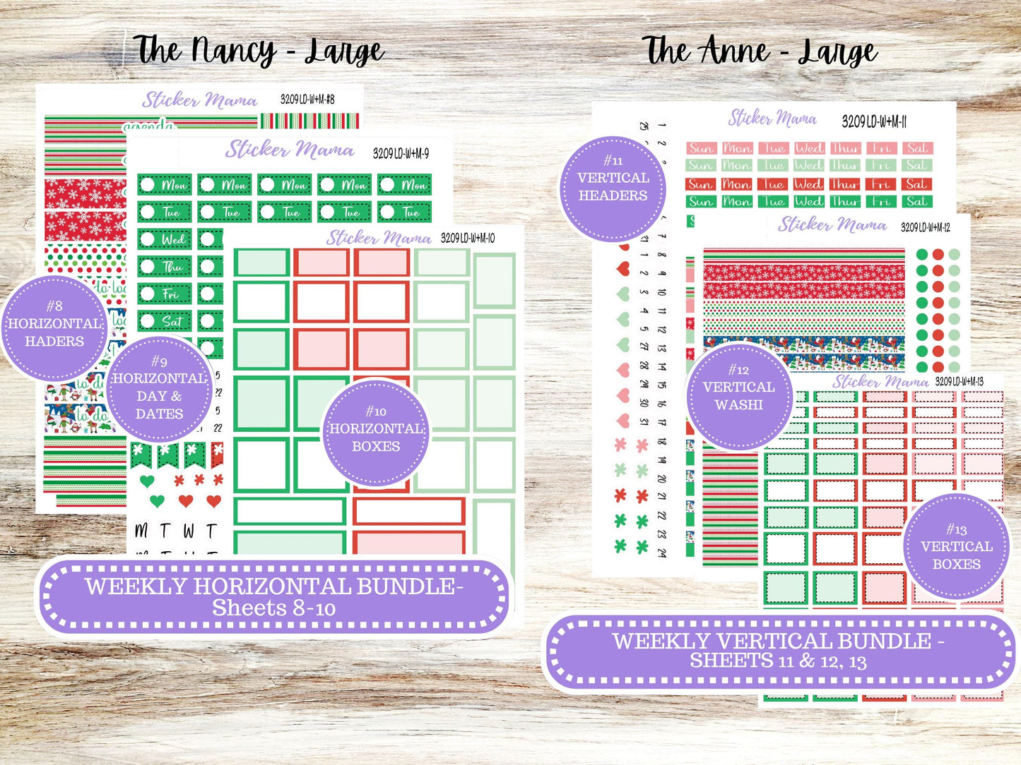 LD “The Nancy & Anne” Large || Week + Month PLANNER Monthly Kit #3209 || Laurel Denise Horizontal Vertical Kit || Jolly Pines || 9-25