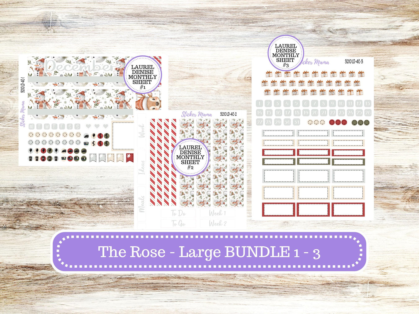 LD "The Rose" Large || 4-COLUMN (formerly project)  Planner Kit #3210 || Frosty Friends || Laurel Denise Stickers || 9-25