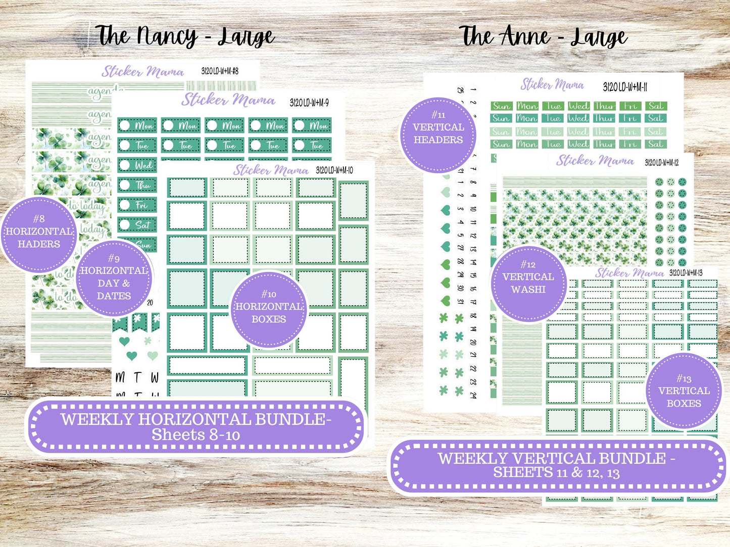 LD “The Nancy & Anne” Large || Week + Month PLANNER Monthly Kit #3120 || Horizontal Vertical Kit || March Shamrock Magic || 11-25