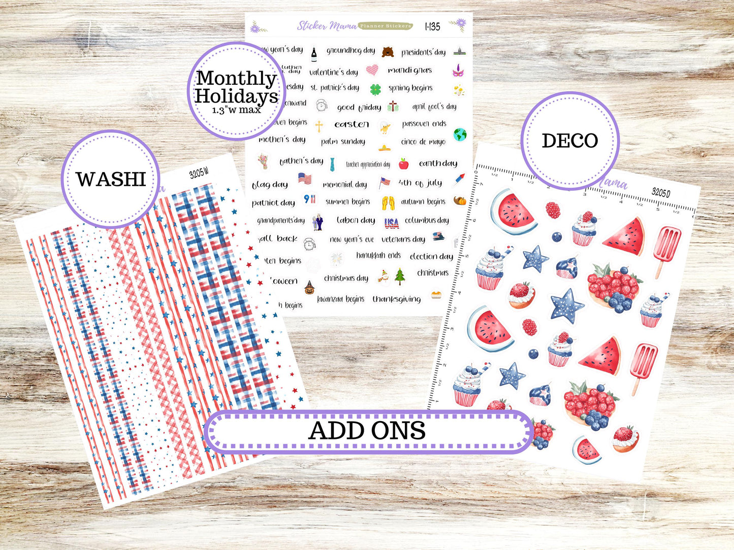 Laurel Denise Mae and Kristy Planner Sticker Kit | Book-Bound | July 3205 Patriotic Festivities