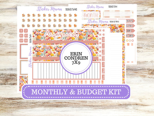 Erin Condren Monthly  Kit  7X9 | 3206 Falling Colors Stickers  | September