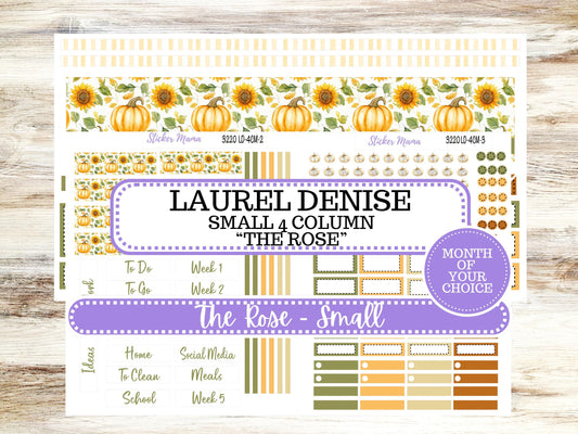 Laurel Denise Small Rose Planner Sticker Kit | 4 Column Mini | Project Mini  | Month of your Choice Fall | 3220 Sunflower Harvest | 6-25