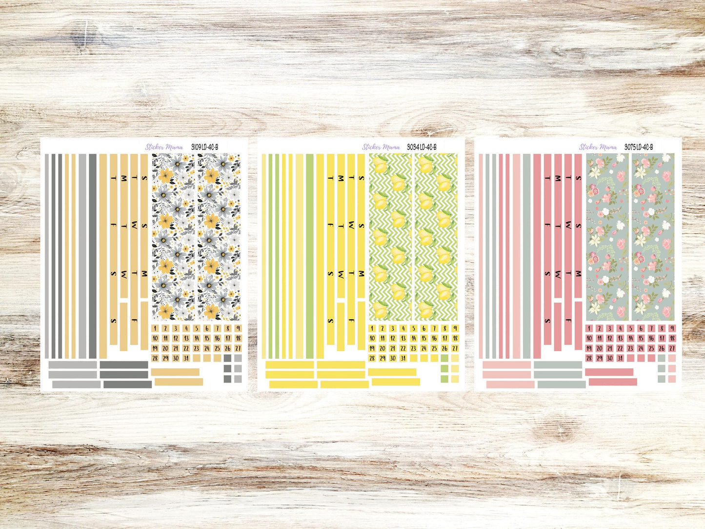 Banner Set || Laurel Denise Large Rose || 4 Column || Monthly Header Kit