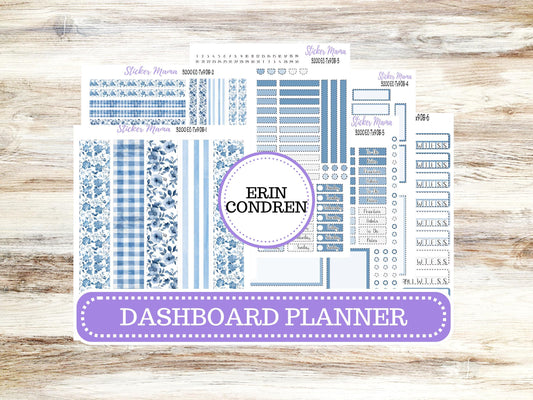ERIN CONDREN Dashboard Planner Kit DB-3200 || Blue Blossom || Dashboard Planner Sticker Kit || Erin Condren ||