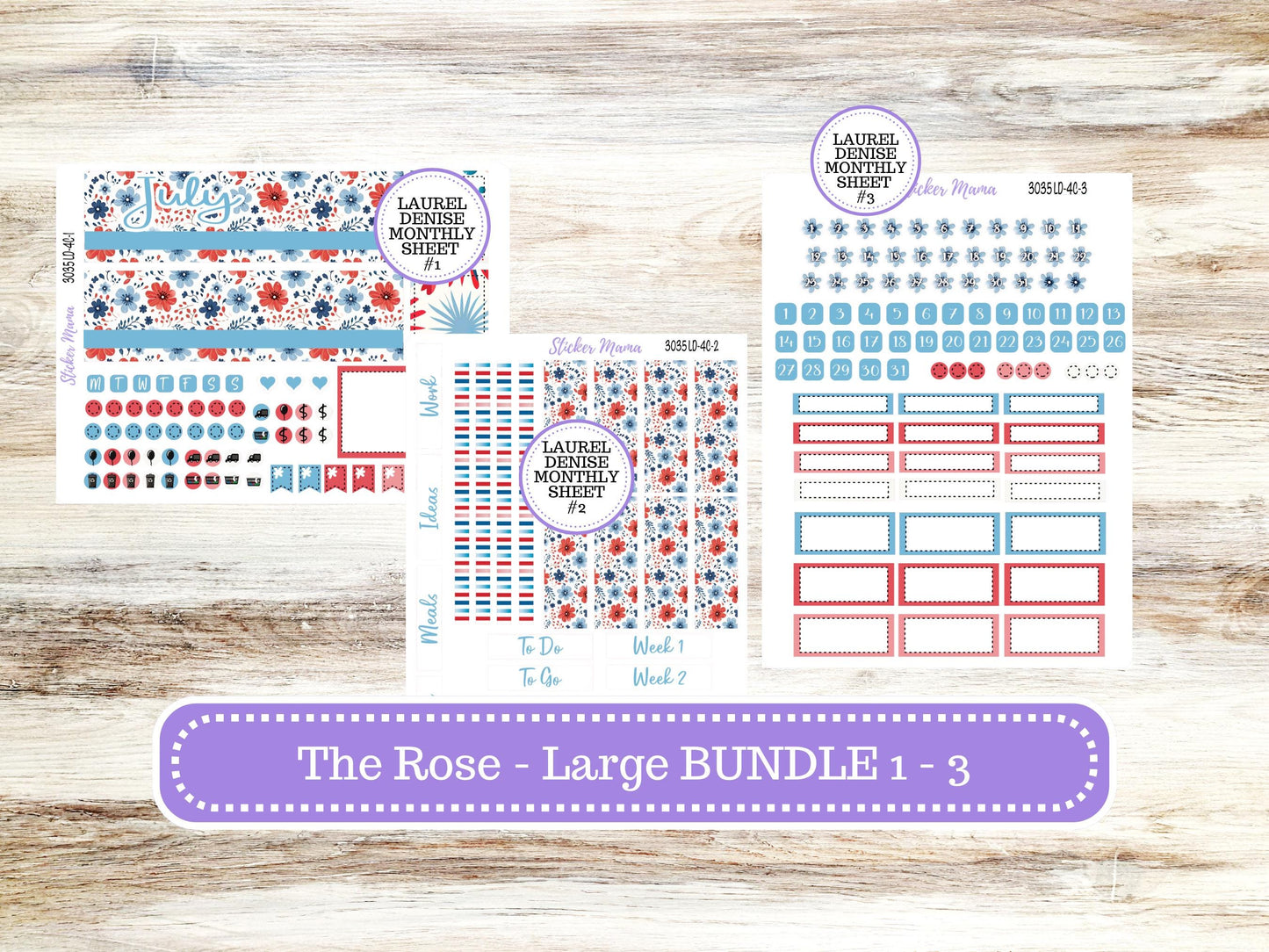 Laurel Denise Large Rose Planner Sticker Kit | 4-COLUMN (formerly project) | July 3035 American Dream | 4-26