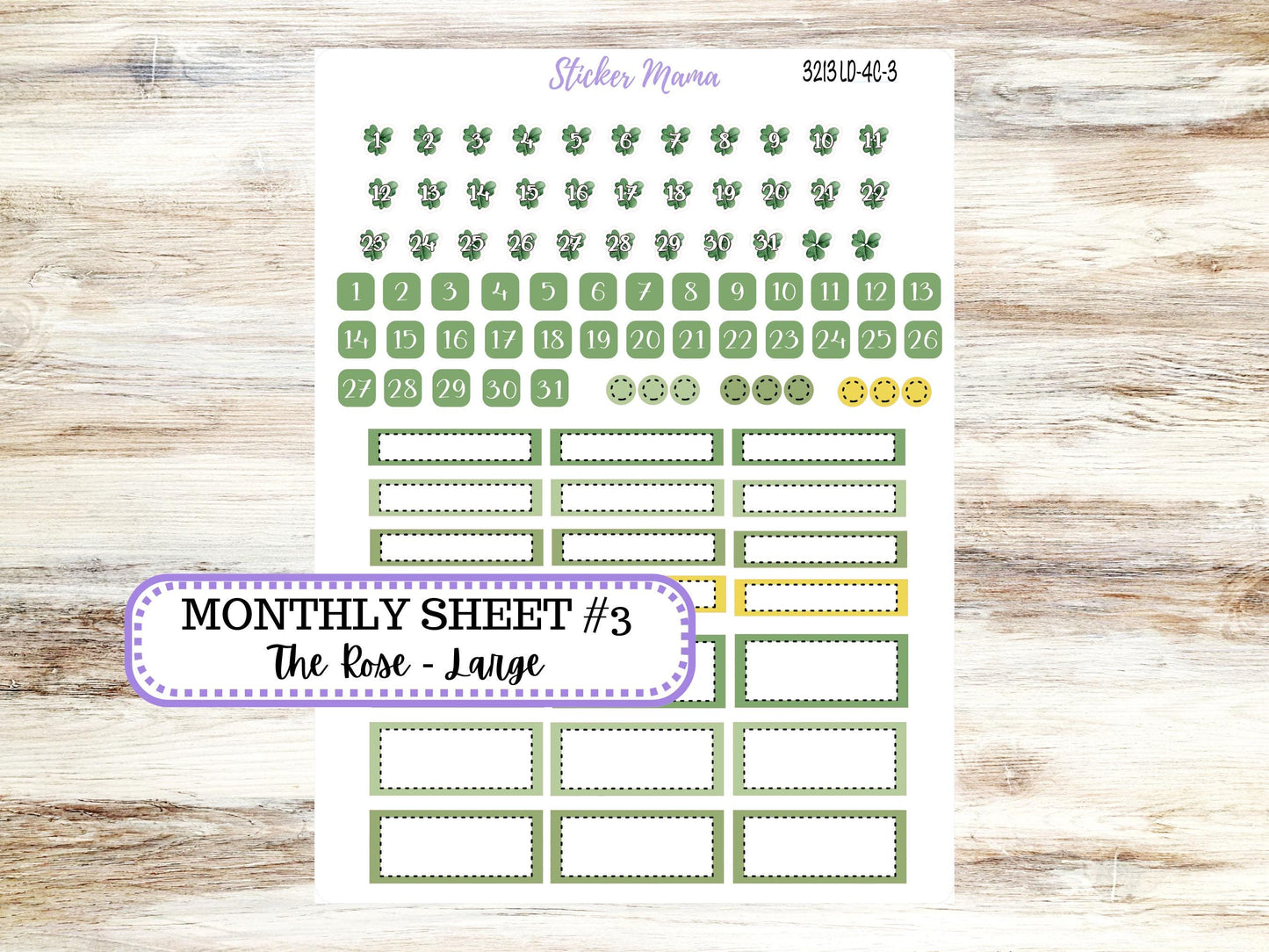 LD "The Rose" Large || 4-COLUMN (formerly project)  Planner Kit #3213 || March Lucky Blossom || Laurel Denise Stickers || 11-25