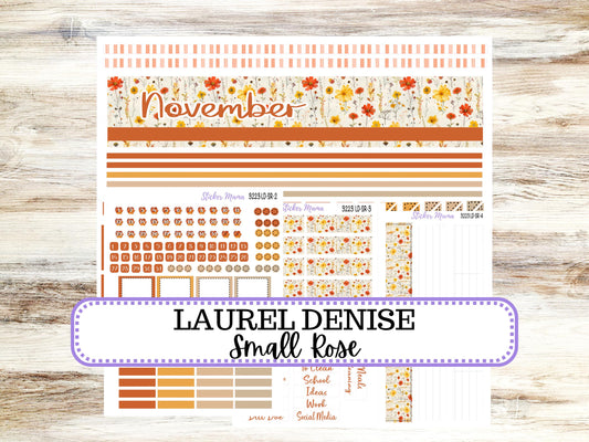 Laurel Denise Small Rose Planner Sticker Kit | 4 Column Mini | November Fall Pressed Flowers 3223 | 8-26