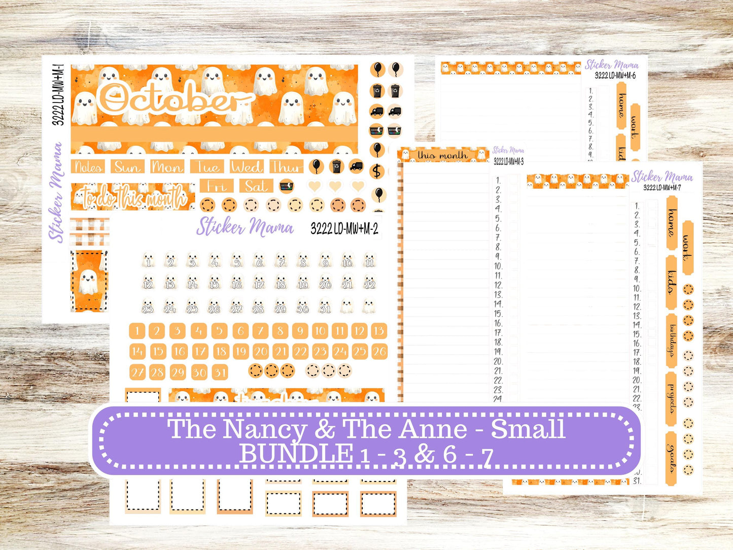 Laurel Denise Small Anne and Nancy Planner Sticker Kit | October 3222 Cozy Ghost | 7-26