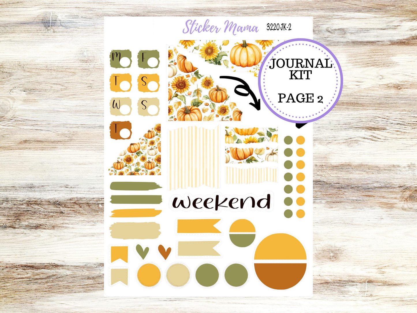 Journal Planner Sticker Kit  | Sunflower Harvest #3220