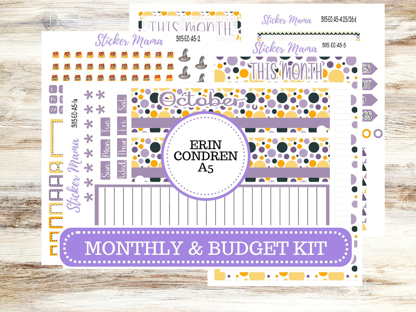 ERIN CONDRE Monthly Kit-3115 || A5 || Spookey Palette Stickers  || - ec October Monthly Kit - Monthly Planner Kits - Monthly Budget