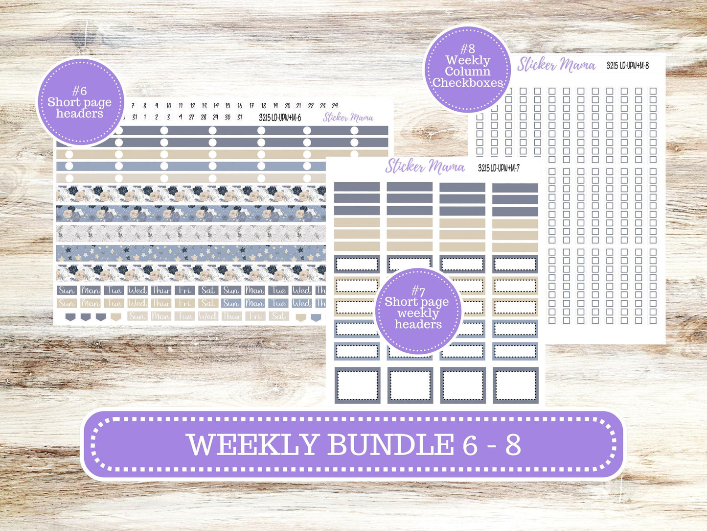 Laurel Denise Jo Planner Sticker Kit | Pop-up Week+Month | Month of your Choice Charming Roses #3215 | 12-25