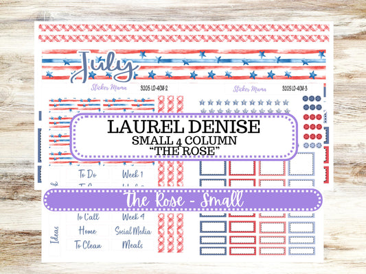 Laurel Denise Small Rose Planner Sticker Kit | 4 Column Mini | Project Mini  | July 3205 Patriotic Festivities | 4-26
