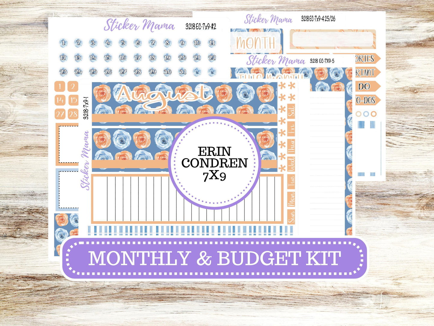 Erin Condren Monthly Kit | 7X9 | August 3218 Blossom Breeze | 5-26