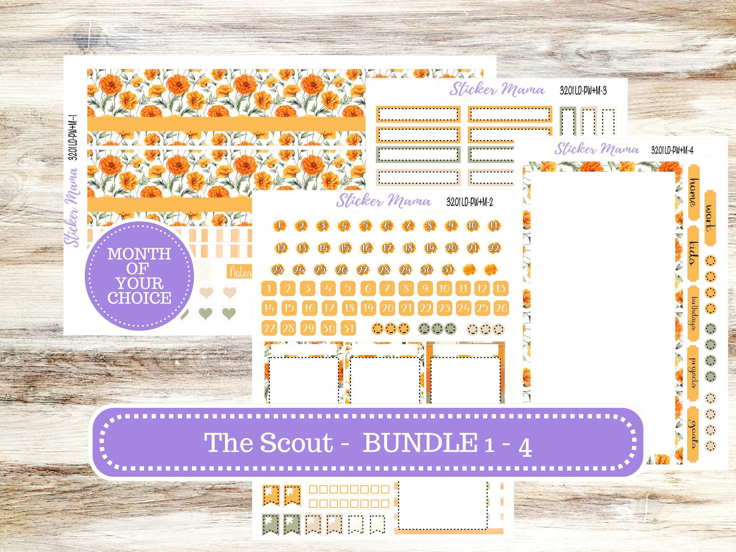 Laurel Denise Large Scout Planner Sticker Kit | Portrait Weekly + Monthly |  Month of your Choice 3201 Fall Colors | 5-26