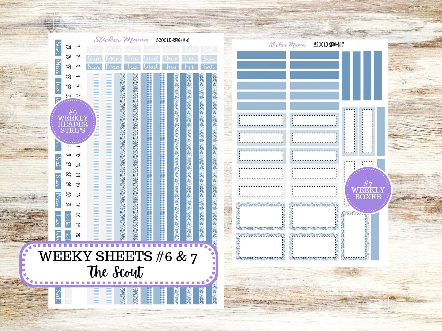 LD Small "The Scout" || PORTRAIT Weekly + Monthly Planner Kit #3200 || Blue Blossom || Laurel Denise Kit Portrait  || 12-25
