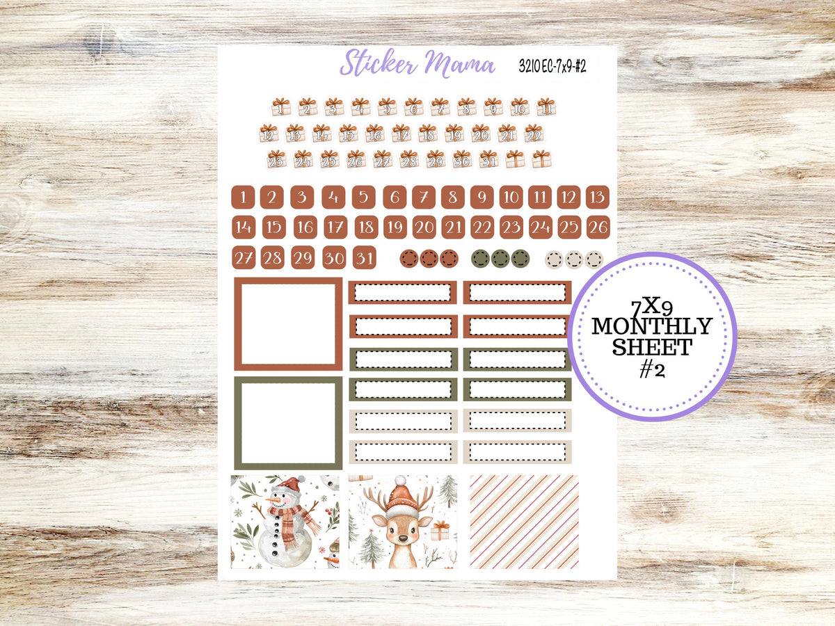 Erin Condren Monthly Planner Sticker Kit 3210 | 7X9 | December Frosty Friends | 9-26